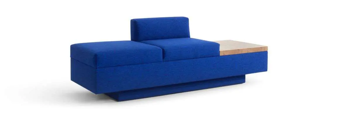 Davant kantoor wachtbank blauw met tafelblad